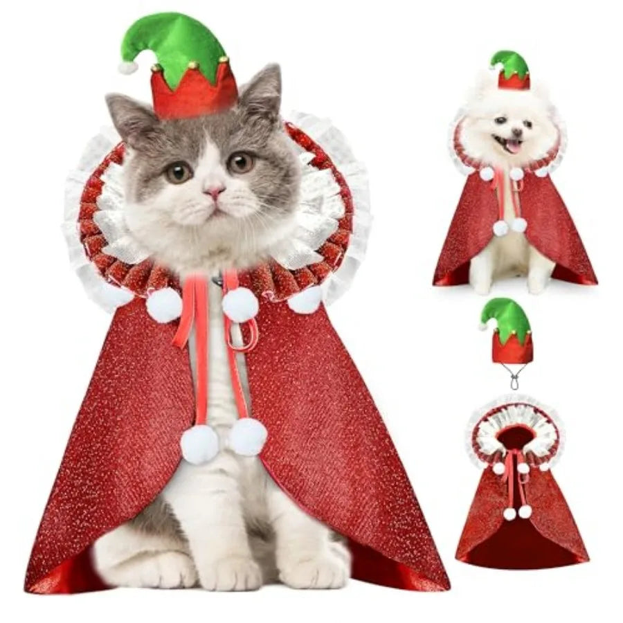 Pet Halloween Costume Wizard Cloak With Hat For Cats And Small Dogs