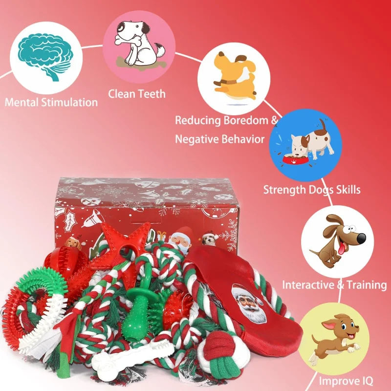 Christmas Dog Toys Bulk 15 Pack For Teething Puppies