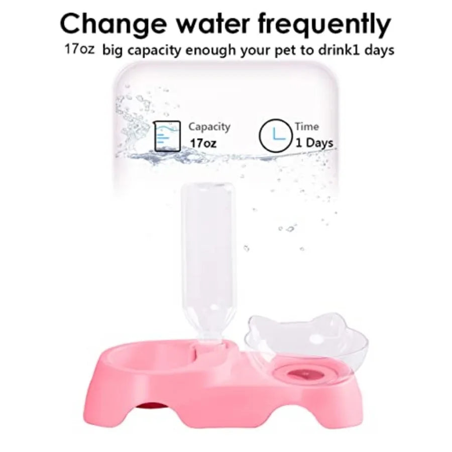 Double Dog Cat Bowls Pet Water and Food Tilted Set