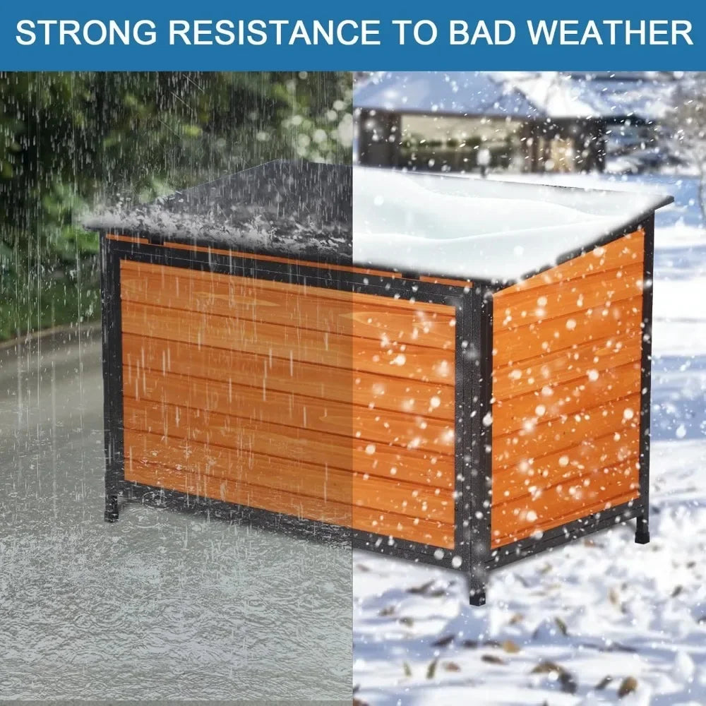 GUANGBAI Outdoor Insulated Dog House with 6-Sided All-Round Foam