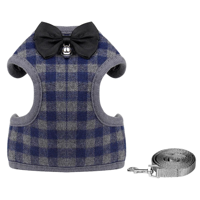 XLeiPet Gentleman Rabbit Cat Vest Harness With Bow Tie Leash