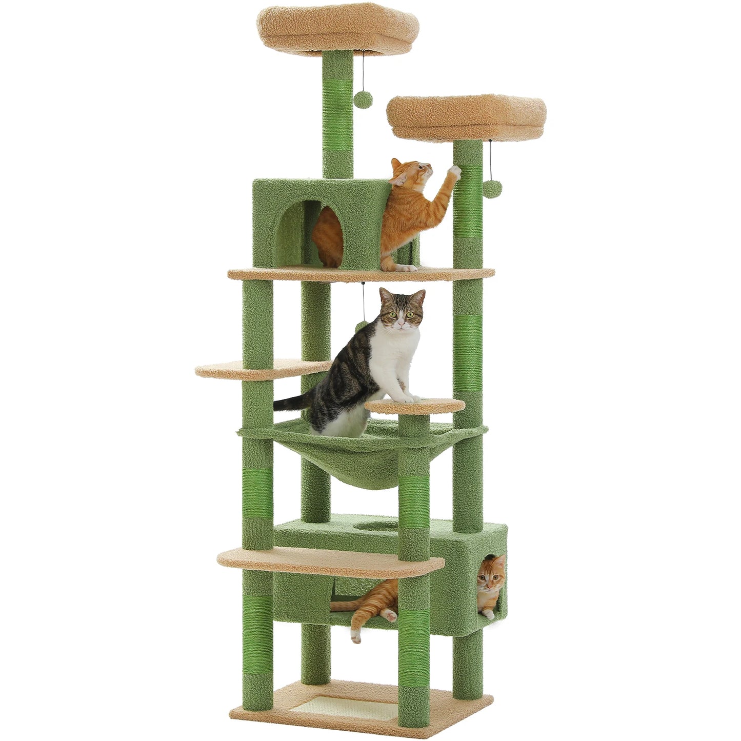 PEQULTI Multi Level Cat Tree Tower Scratching Posts Hammock Condo