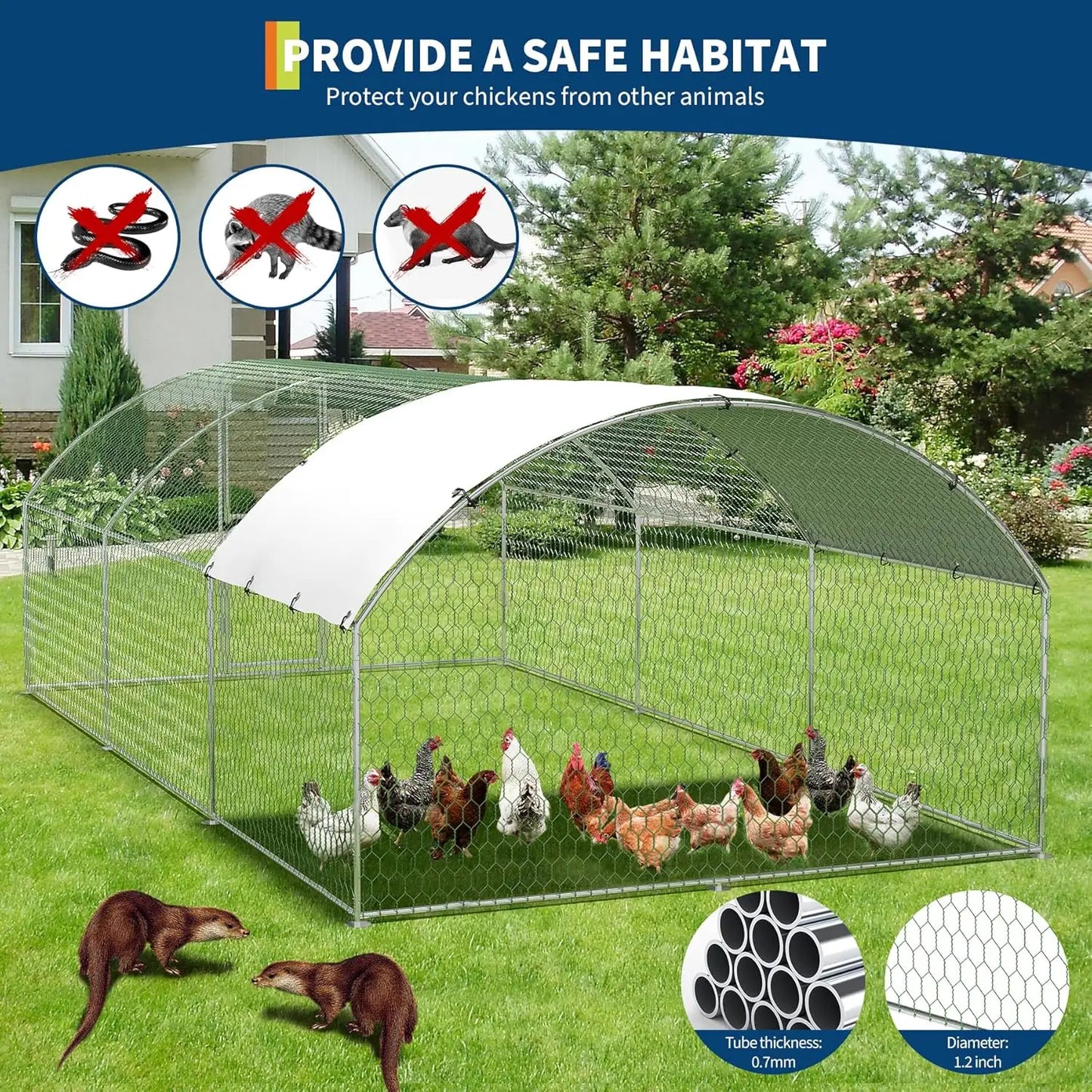 HiMISS Dome Walk In Chicken Coop With Anti UV Cover
