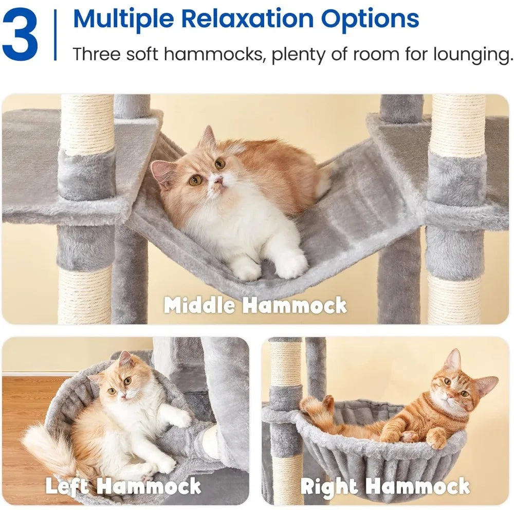 DAFIFY Extra Large Cat Tree With 2 Condos And Hammo