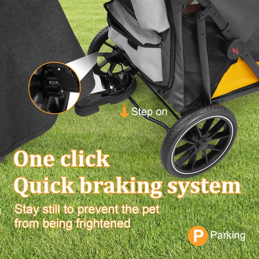 Foldable Dog Stroller Carrier With Removable Cushion Up To 42kg