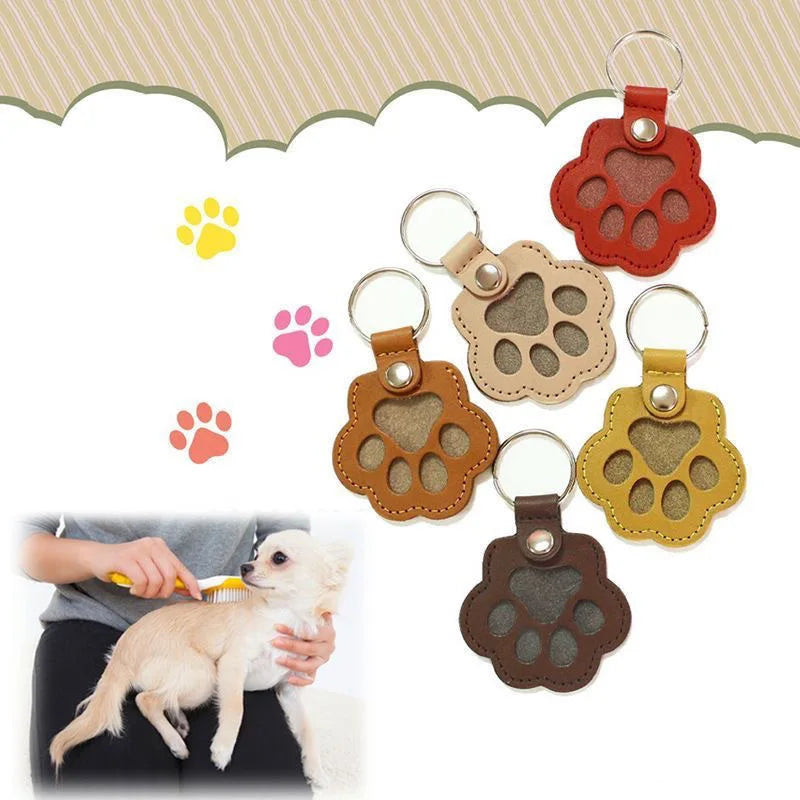 Button Leather Memorial Pet Hair Keepsake Keychain for Pet Fur