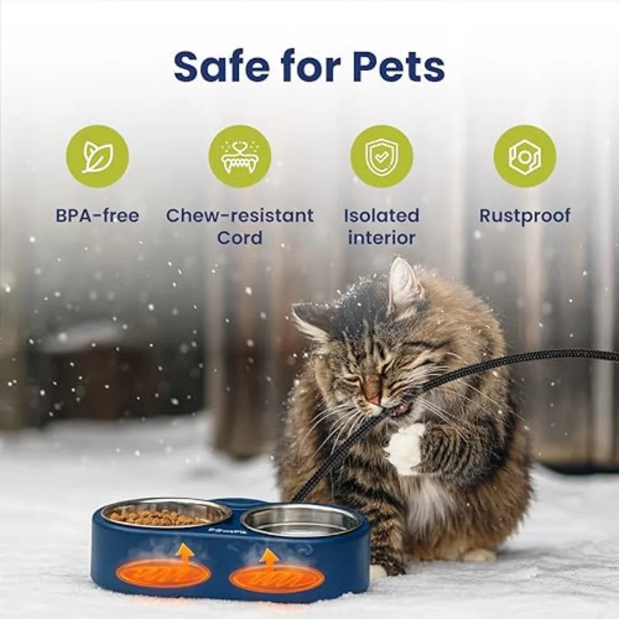 Heated Water Bowl for Cats Stainless Steel Outdoor Winter Use