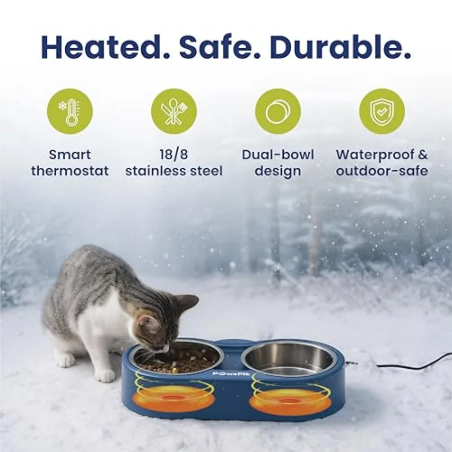 Heated Water Bowl for Cats Stainless Steel Outdoor Winter Use