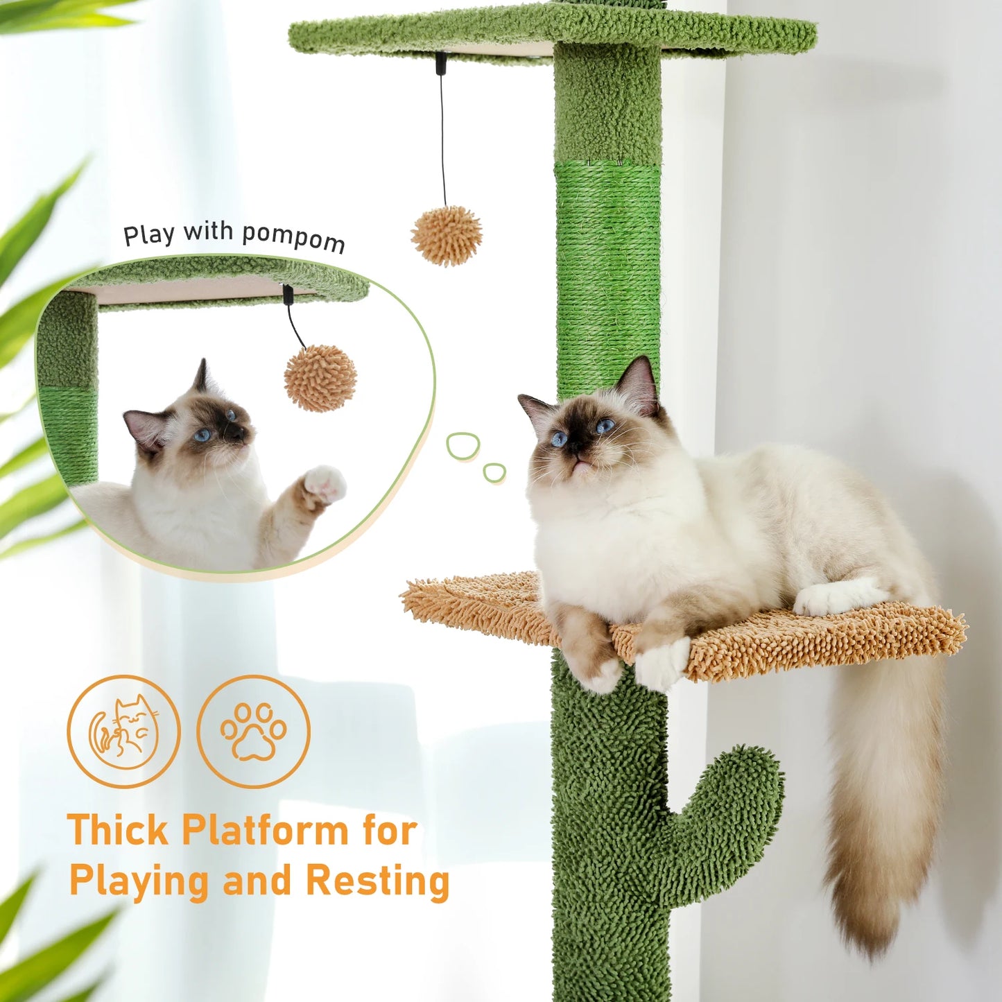 PAWZ Road Cat Tree 5 Tier Floor To Ceiling Tower With Scratching Post Indoor Cats