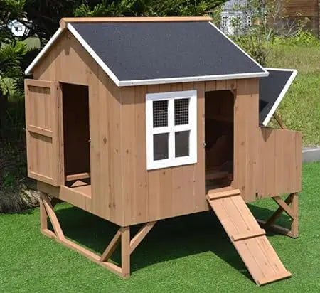 MKDK Deluxe Wood Chicken Coop With 3 Nesting Boxes