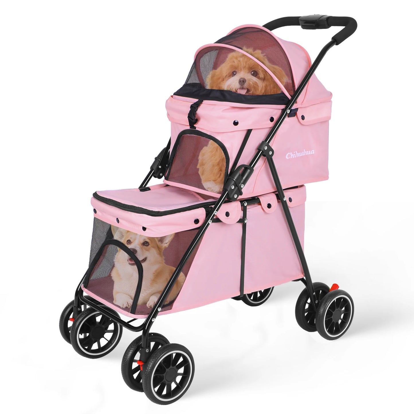 Double Pet Stroller for Dogs and Cats for Two Pets