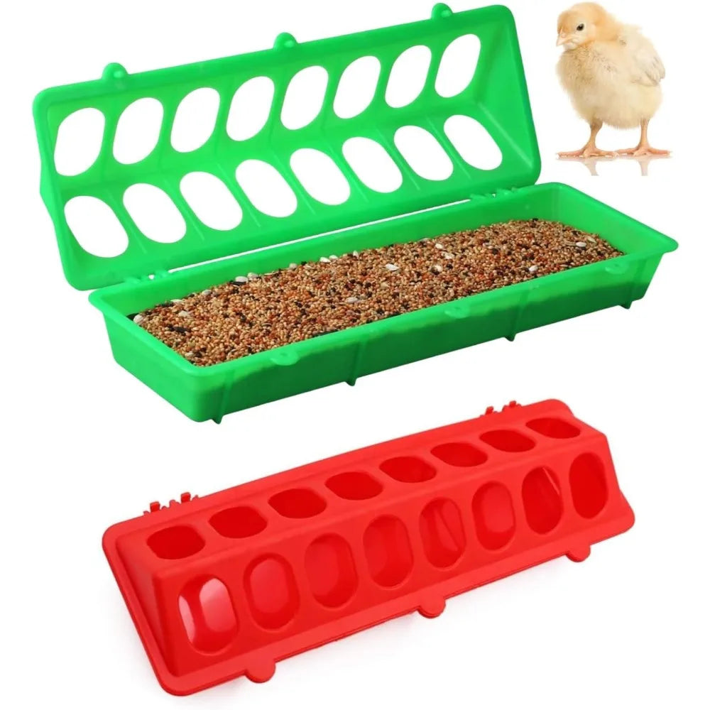 16 Hole Anti Waste Chicken Feeders 2Pack Plastic Poultry Feeders