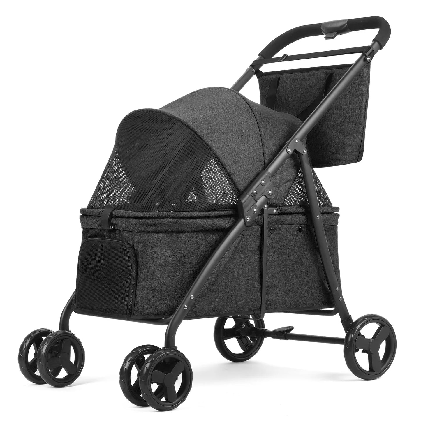 Foldable Dog Stroller Portable 4 Wheel Pet Pushchair Travel Carriage