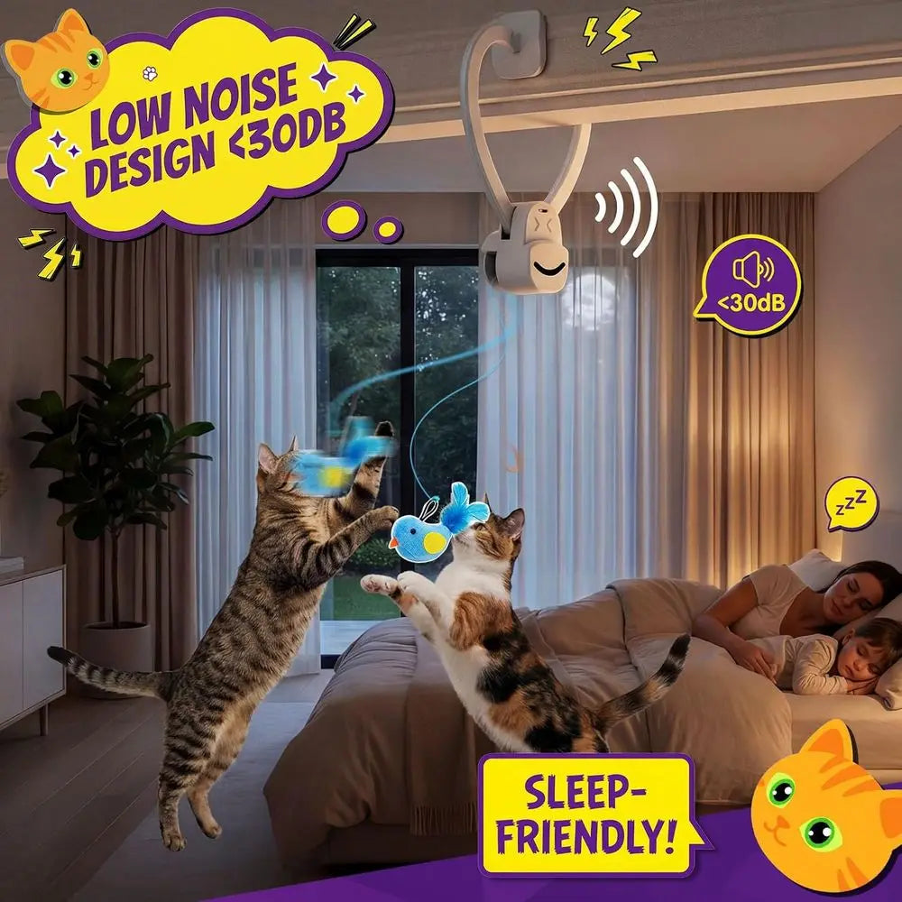 Interactive Cat Toy Wand Chase USB Rechargeable Enrichment for Indoor Cats