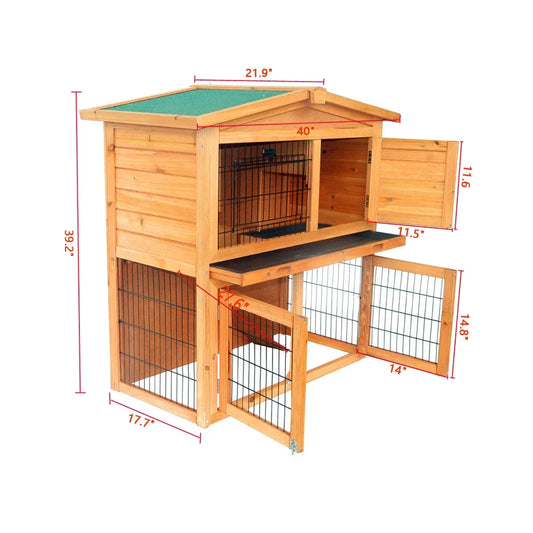 Triangle Roof Waterproof Wooden Rabbit Hutch A Frame Pet Cage