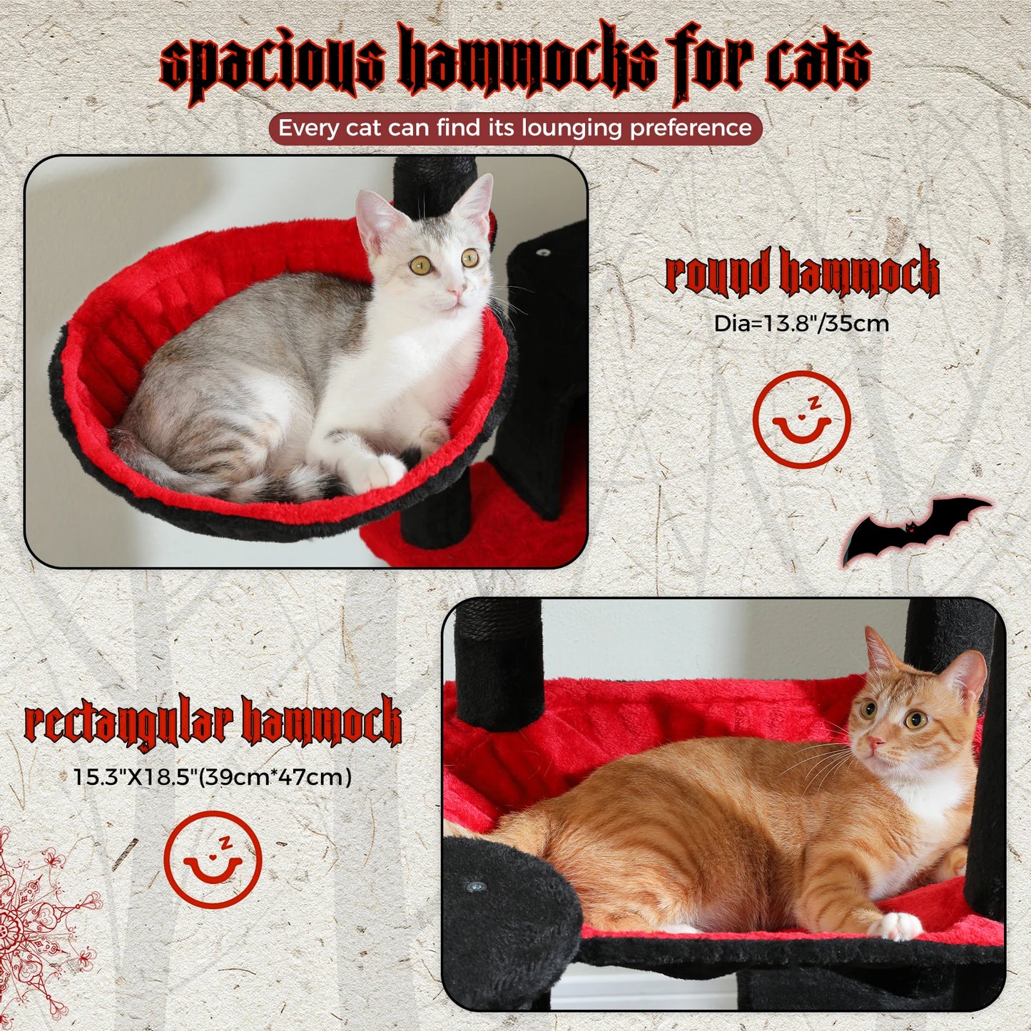 PAWZ Road Cat Tree For Indoor Cats With Five Levels Hammock