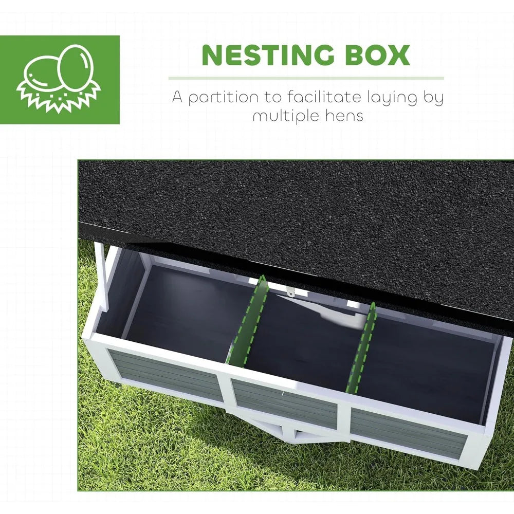 MKDK Mobile Chicken Coop With Nesting Box Windows Perches Tray