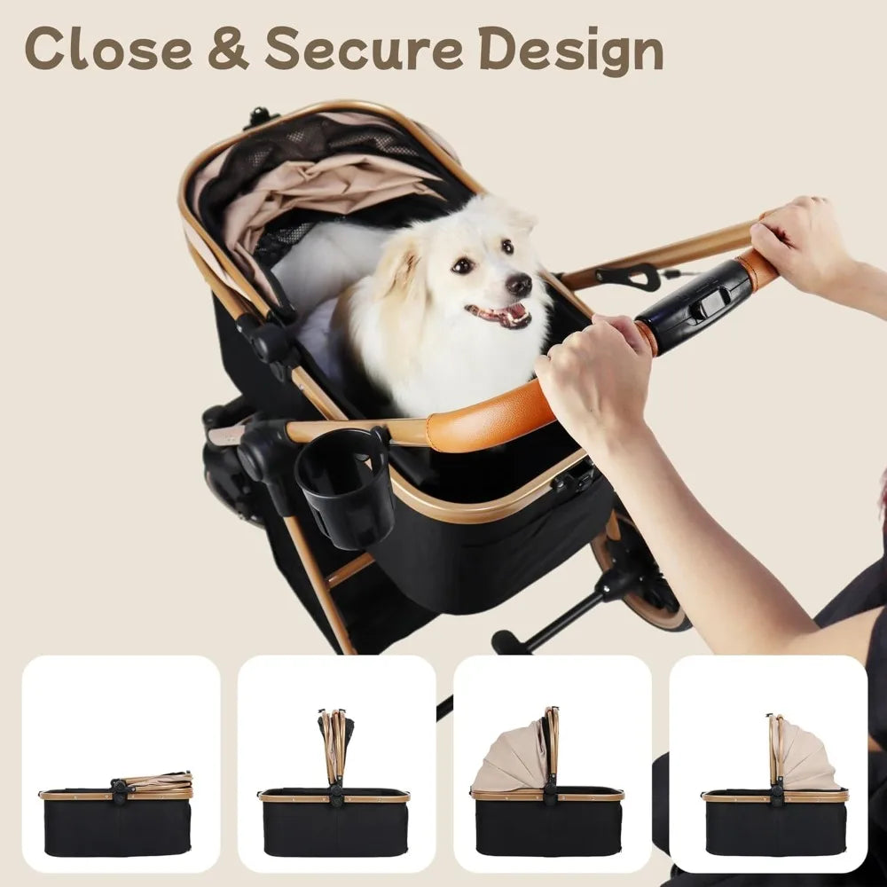 XMSJ 3-In-1 Pet Stroller For Small Dogs And Cats 33lbs