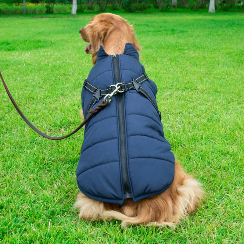 Winter Warm Dog Jacket Waterproof Coat With Harness For Pets