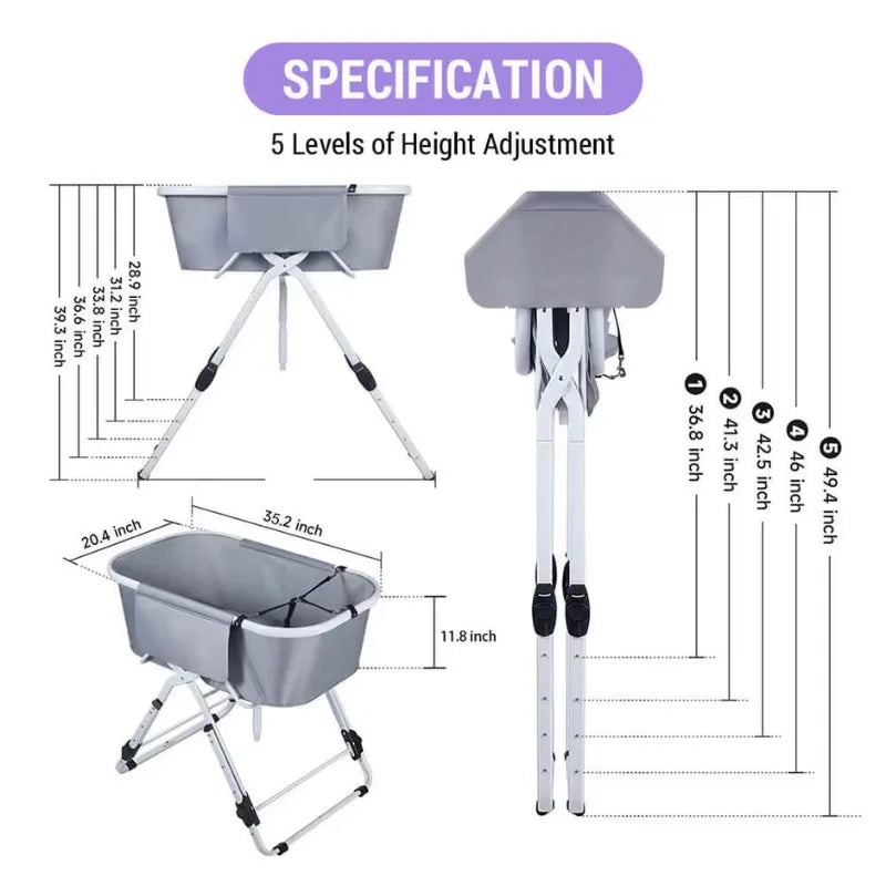 Dog Litter Elevated Foldable Dog Bath Tubs For Grooming