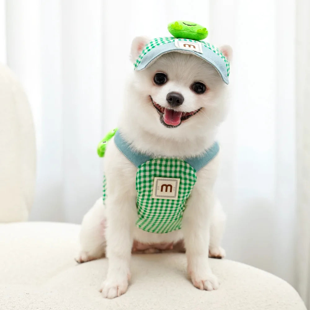 Three Piece Pet Chest Harness Set With Breathable Traction Rope