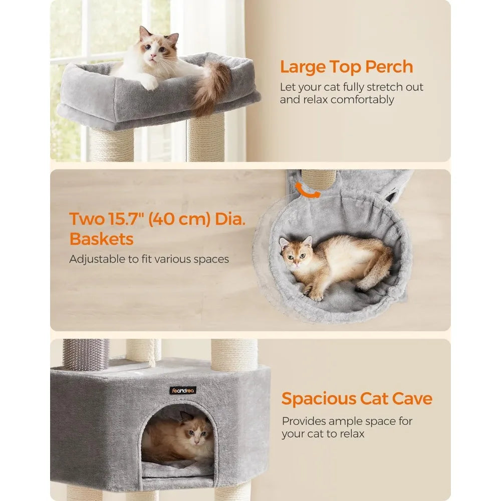 Feandrea Large Cat Tree Tower With Self Warming Pads