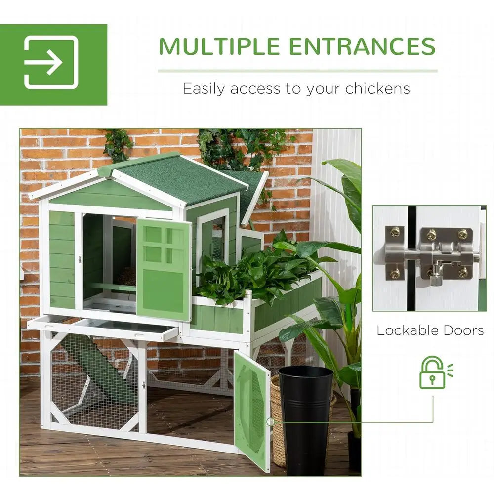 Outdoor Chicken Coop For 2-4 Hens With Garden Weather Protection