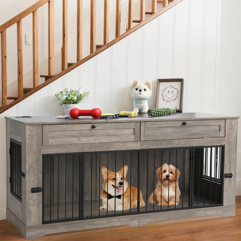 DAFIFY Heavy Duty Dog Crate End Table With Charging Station