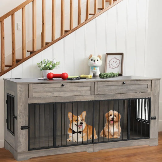 DAFIFY Heavy Duty Dog Crate End Table With Charging Station