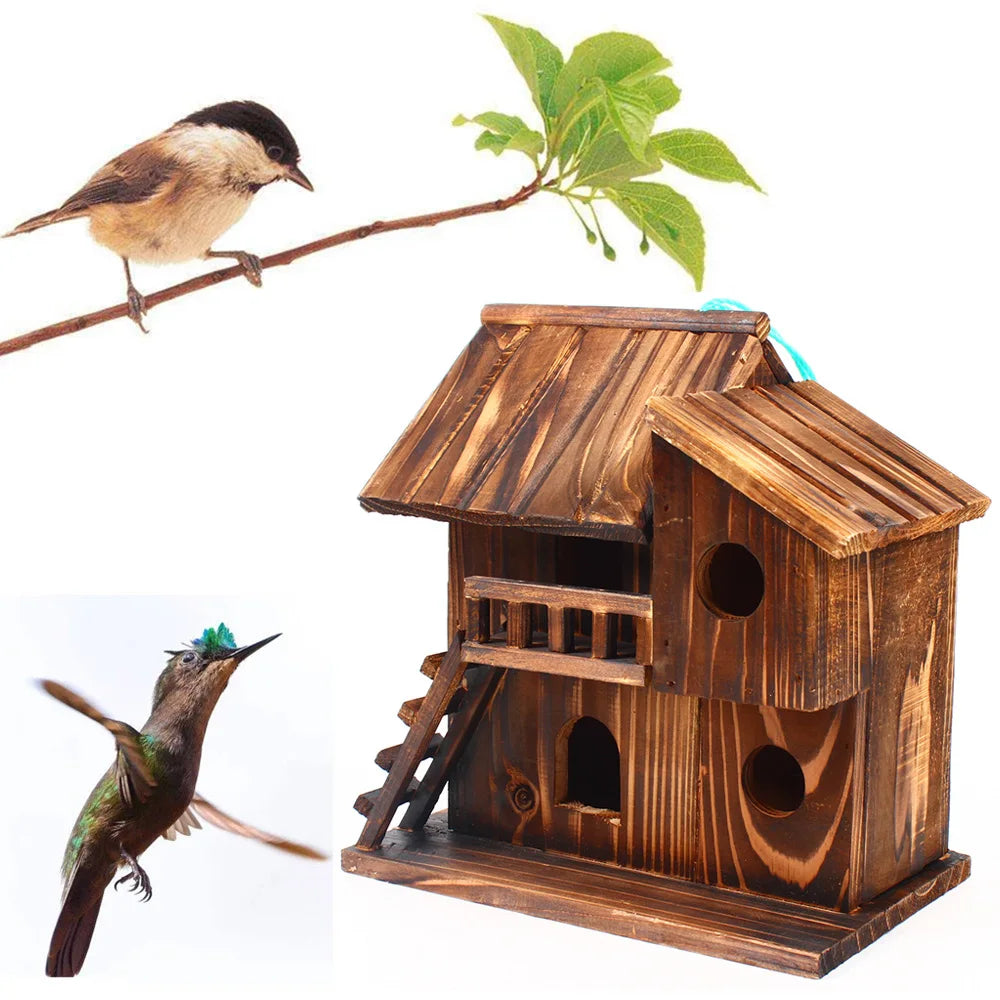 Sichuan Pet Bird Squirrel Wooden Hanging Cage House Toy Outdoor