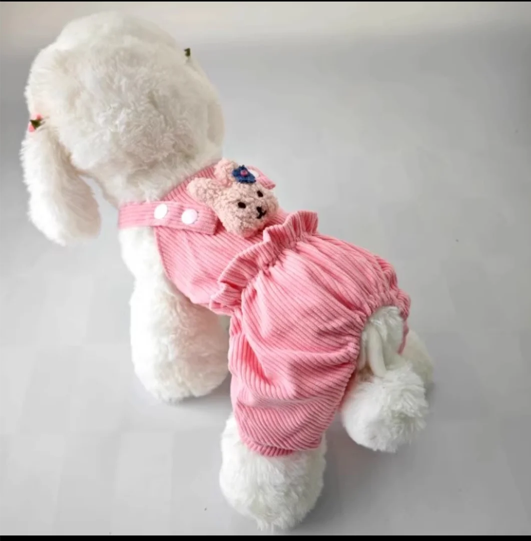 Cute Dog Jumpsuit With Straps Breathable Polyester For Pets