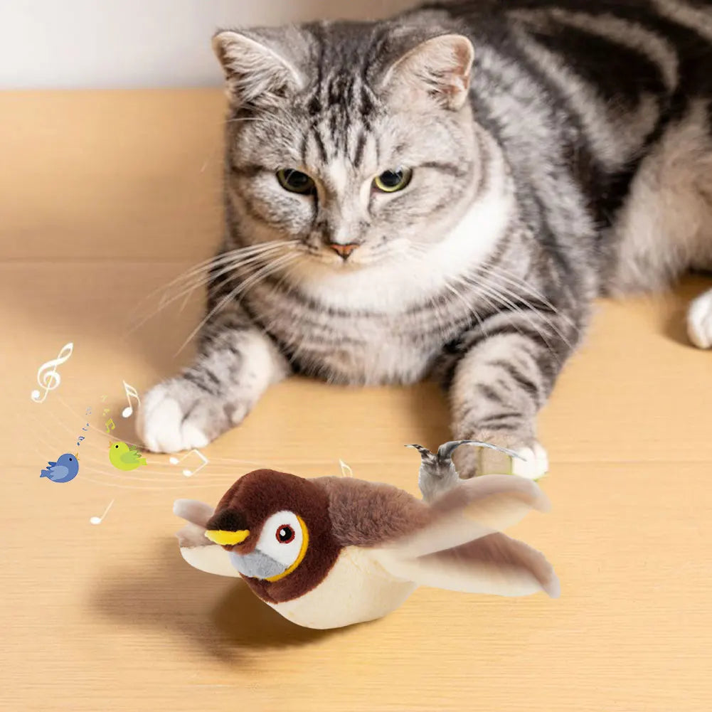 Shunmaii Premium Captivating Sparrow Interactive Cat Toy USB Rechargeable Chirping