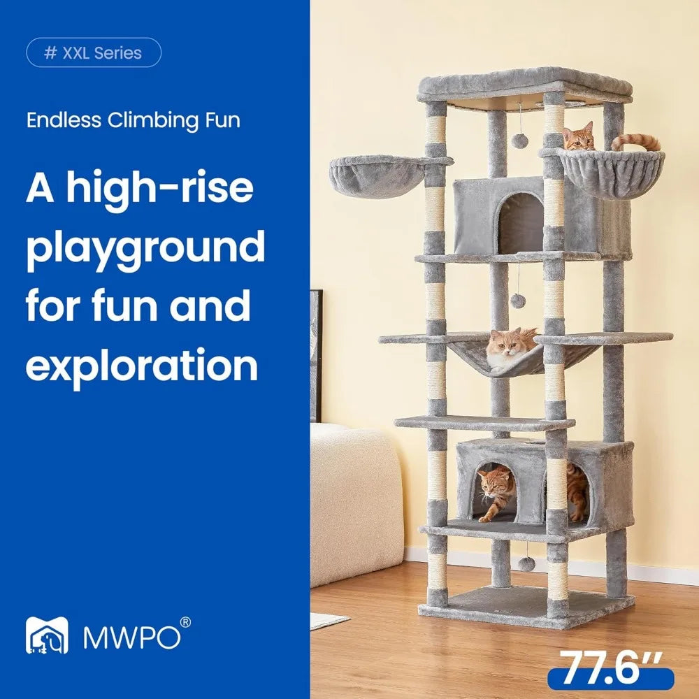 DAFIFY Extra Large Cat Tree With 2 Condos And Hammo