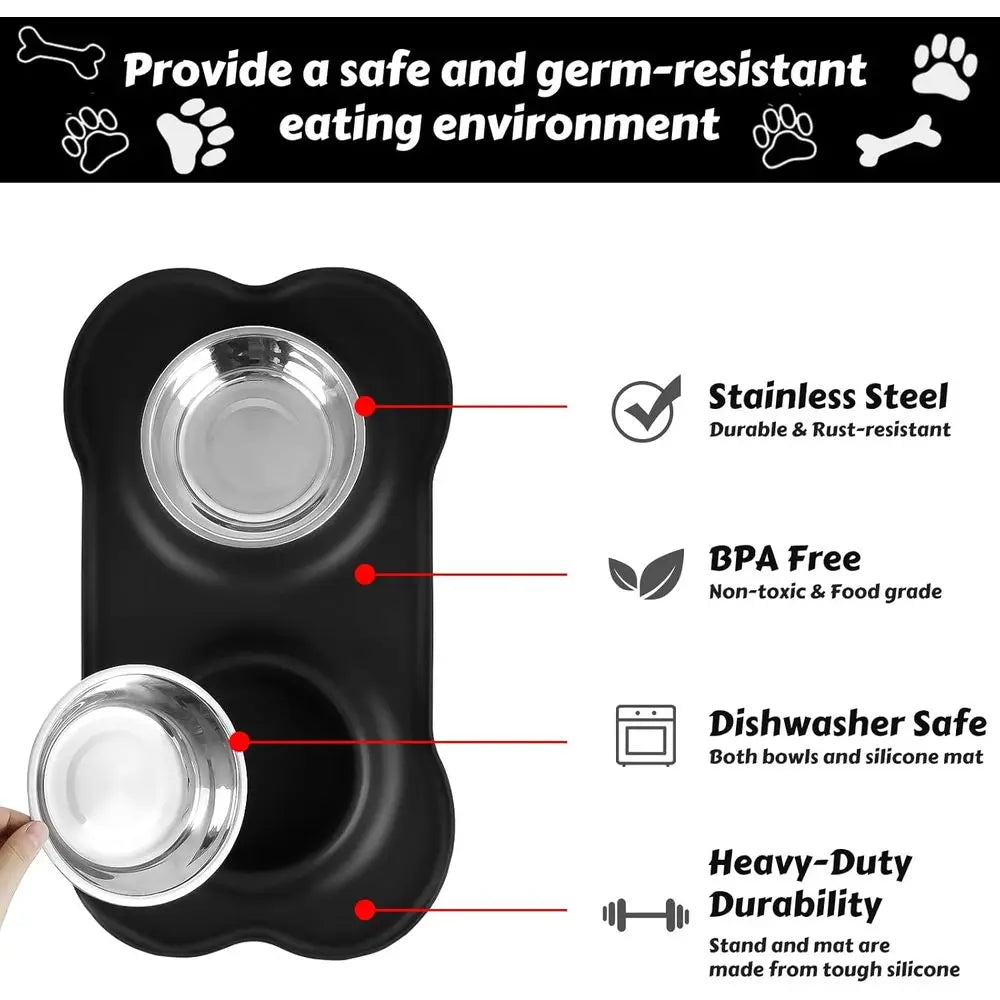 Stainless Steel Dog Bowls No Spill Non Skid Water Dish