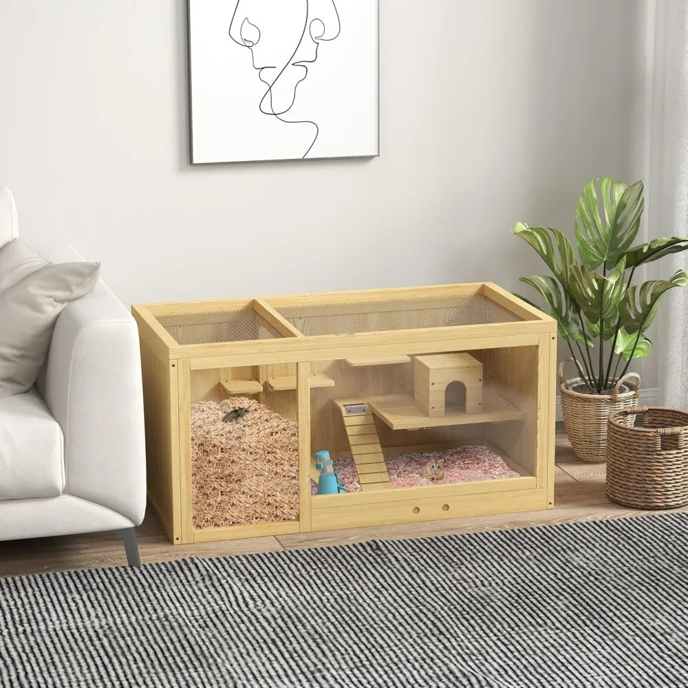 Hign-concerned Wooden Hamster Cage Multi Layer Habitat