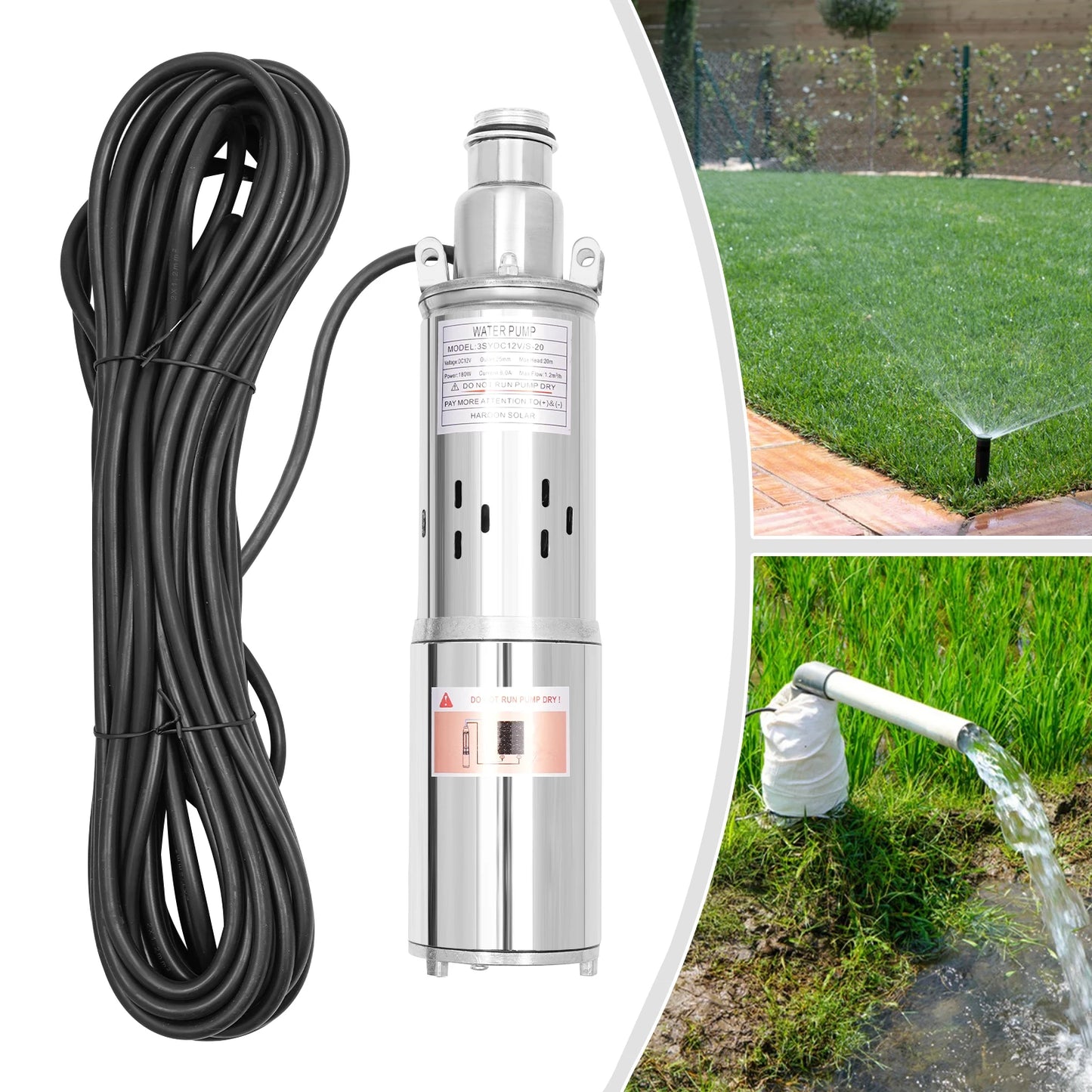 Solar Submersible Water Pump 12 24V for Pond Irrigation
