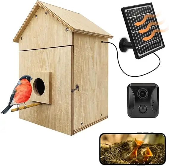 Solar Powered Bird House With WiFi Camera For Outdoors