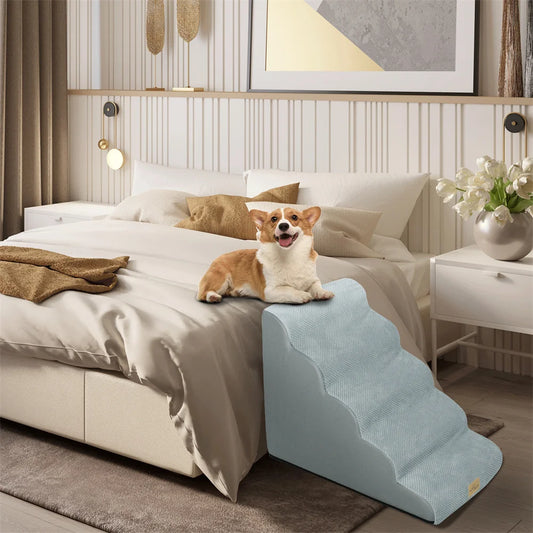 Dog Door 5 Step Ramp for Pets High Beds and Sofas Removable Washable Cover