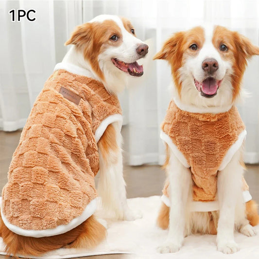 NONECN Flannel Dog Winter Sweater Coat For Pets Warm Comfort