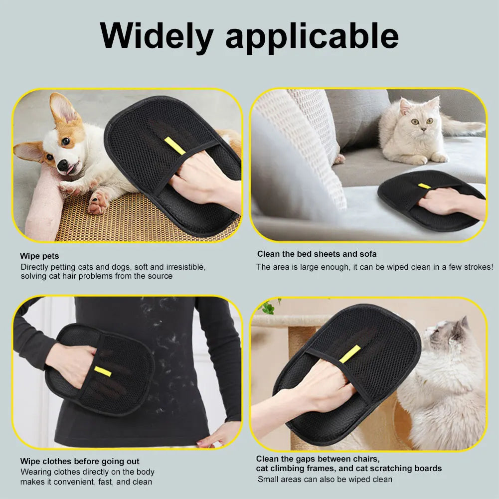 Double Sided Deshedding Brush Glove For Cat And Dog