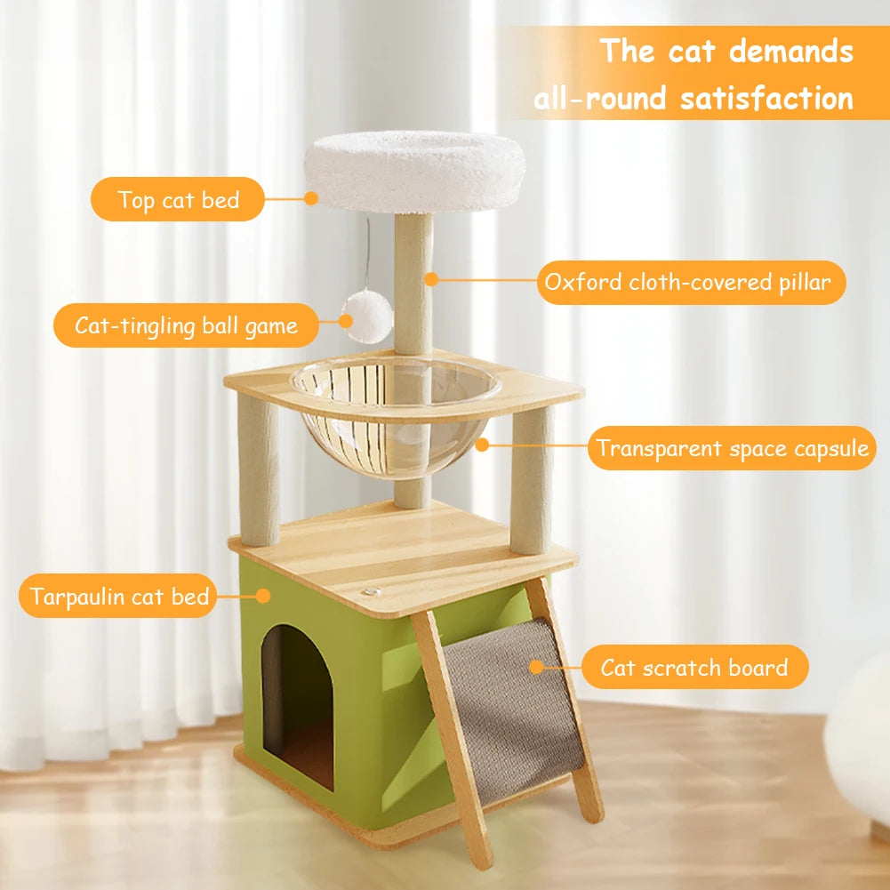 Hign-concerned Cat Tree Four Layer Climbing Frame With Scratching Posts