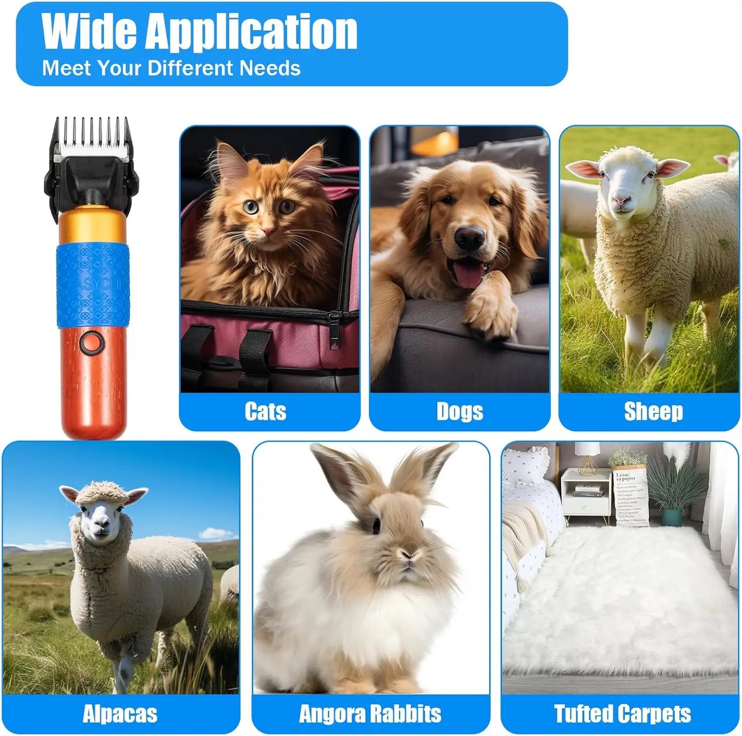 200W Electric Animal Grooming Clippers for Dogs Cats Goats Alpacas
