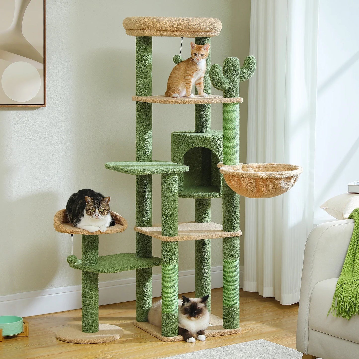 PEQULTICN Multi Level Cat Tree with Scratching Post Hammock