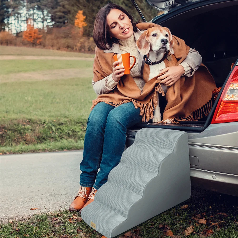 Dog Door 5 Step Ramp for Pets High Beds and Sofas Removable Washable Cover