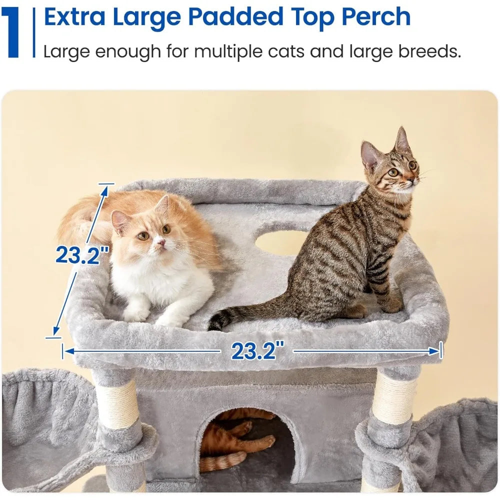 DAFIFY Extra Large Cat Tree With 2 Condos And Hammo