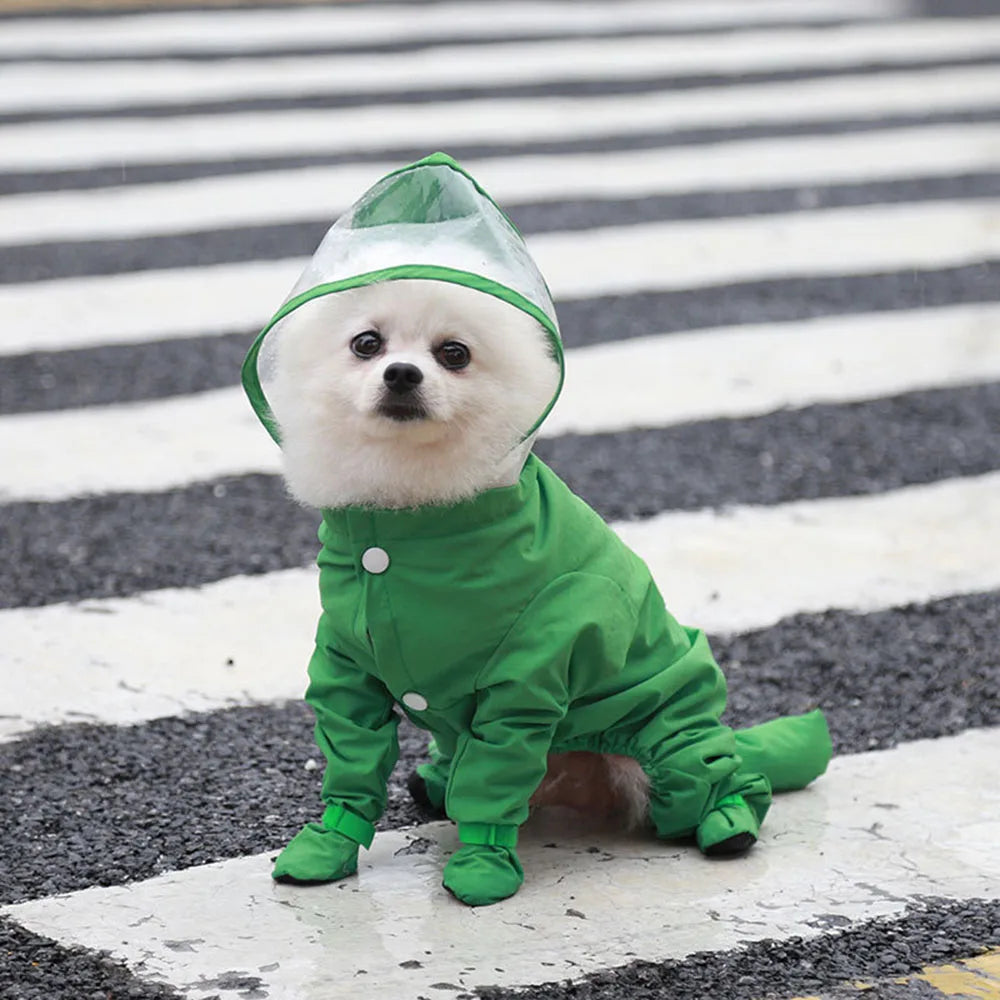Dog Raincoat With Hooded Rain Boots For Small Dogs