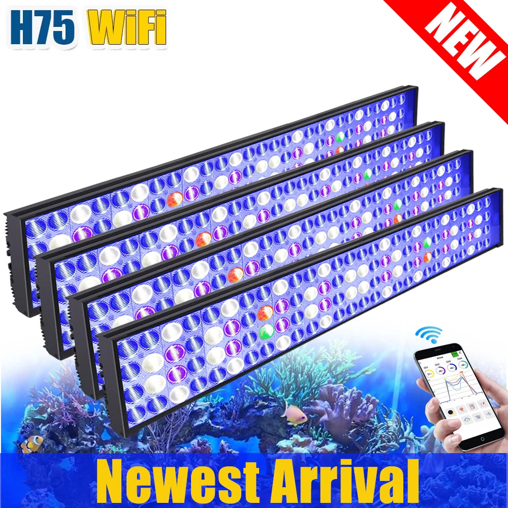 PopBloom WiFi LED Aquarium Light Full Spectrum For Reef Tanks