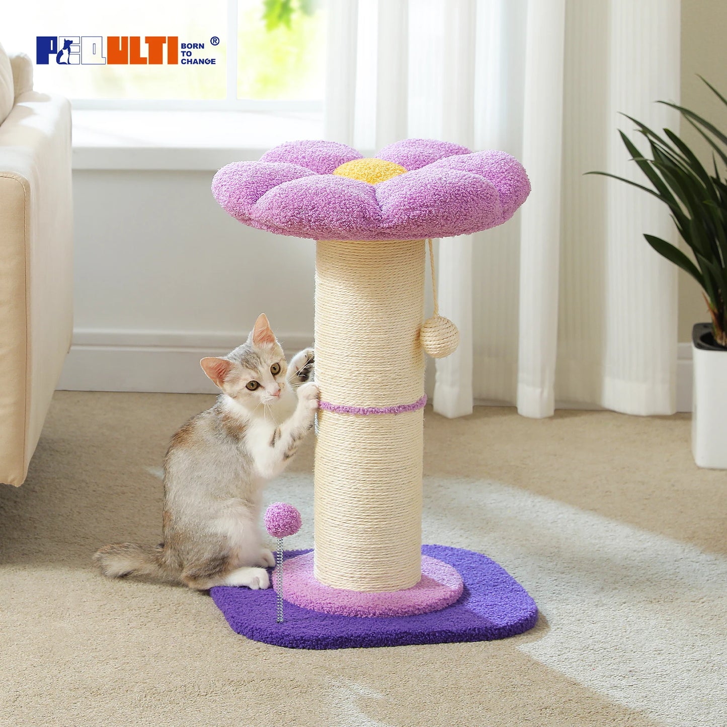 PEQULTICN Flower Cat Scratching Post Indoor Cat Tree