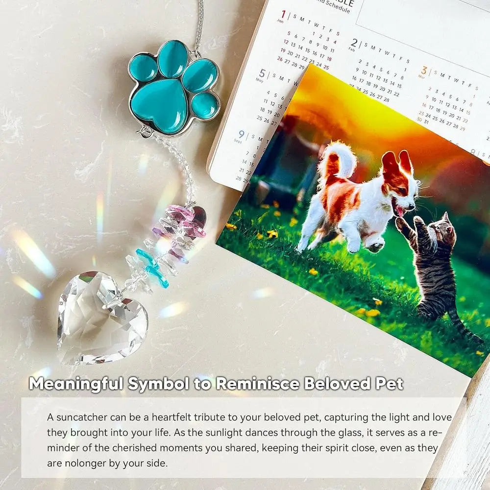 Pet Memorial Suncatcher Amethyst Quartz Paw Keepsake For Dogs And Cats