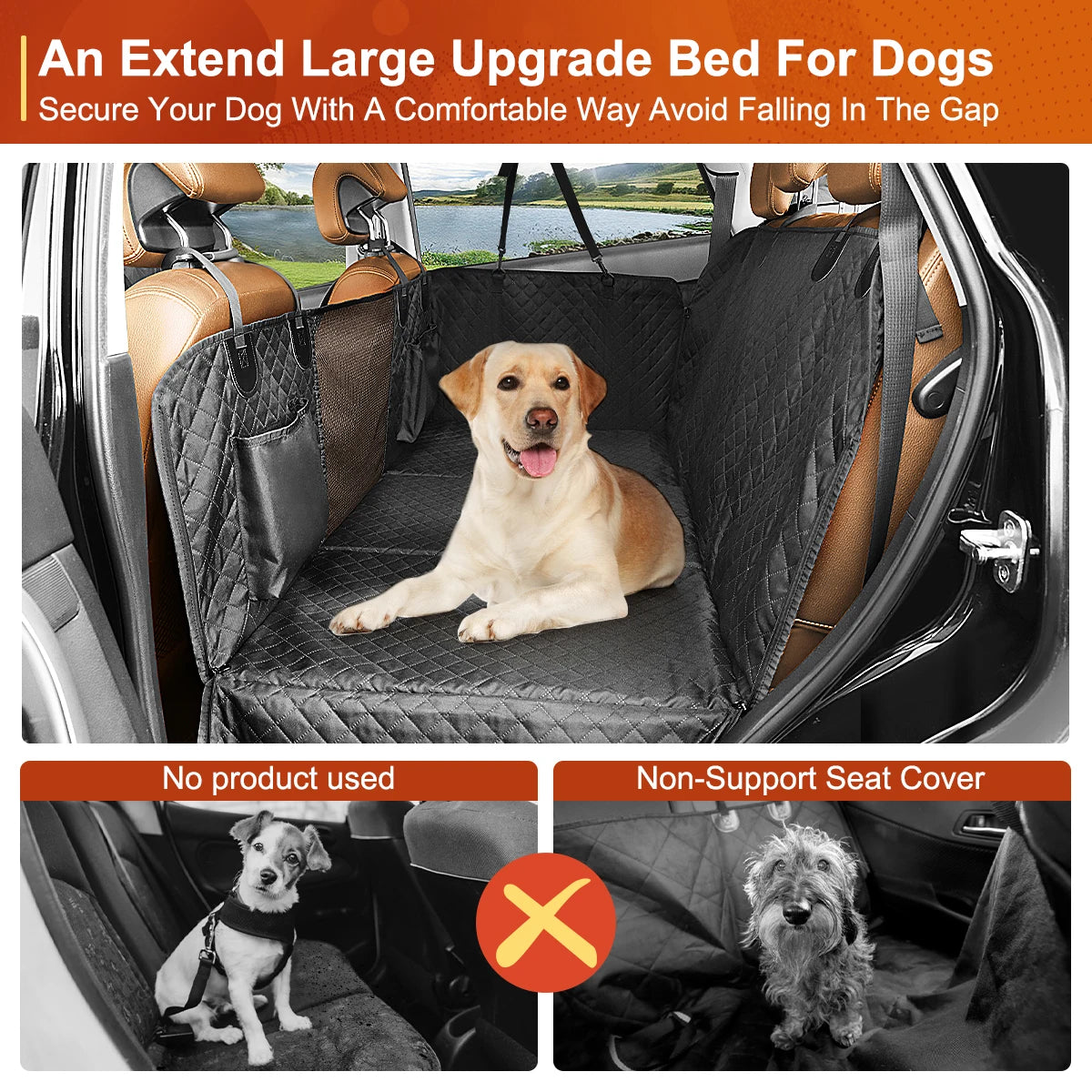 PETRAVEL Dog Car Back Seat Extender Hammock Cover Protector